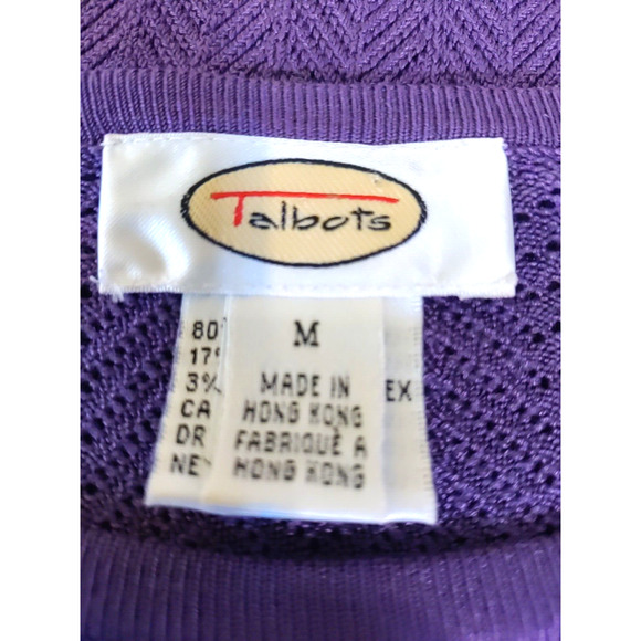 Talbot's Women's Short Sleeve Open Weave Sweater Size Medium Purple Silk blend - Picture 4 of 7